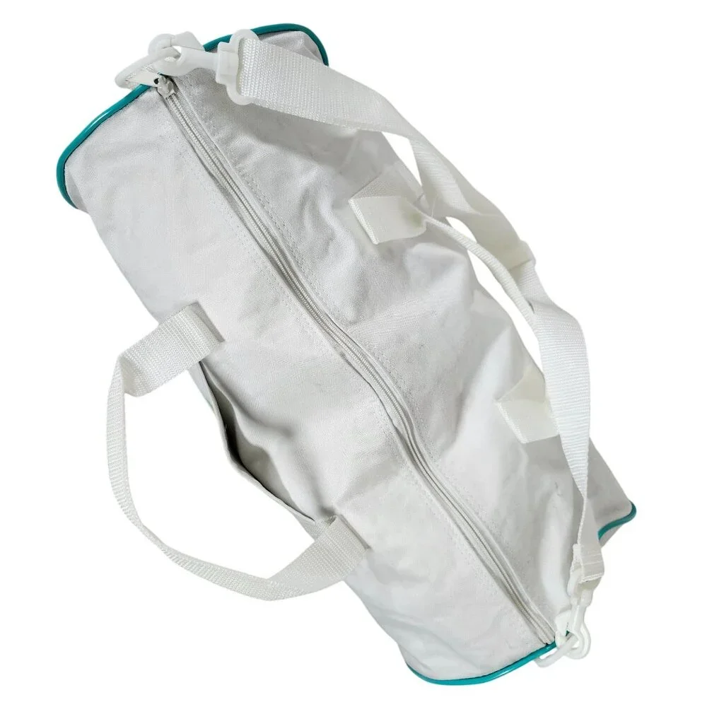 Vintage Hawaii World United Airlines Duffel Bag White With Teal Accents